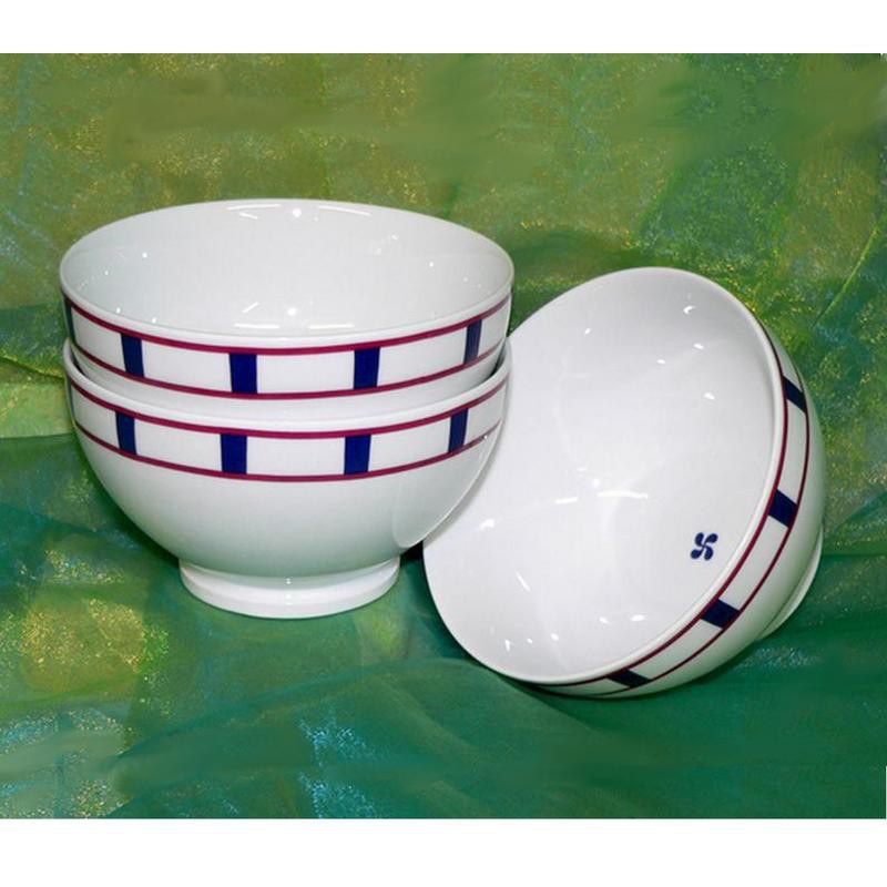 Grand bol petit-déjeuner basque rouge et bleu en porcelaine